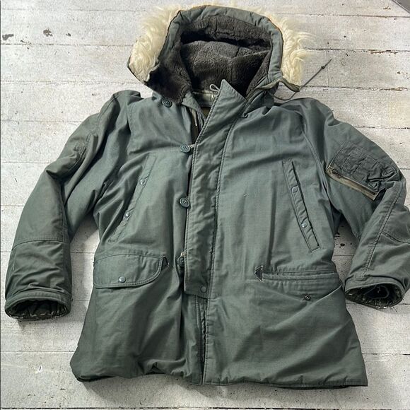 Vintage Military Faux Fur Hooded Cold Weather Parka Jacket - Picture 1 of 9